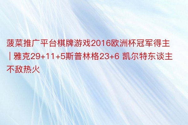 菠菜推广平台棋牌游戏2016欧洲杯冠军得主 | 雅克29+11+5斯普林格23+6 凯尔特东谈主不敌热火