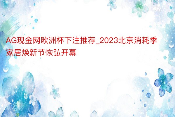 AG现金网欧洲杯下注推荐_2023北京消耗季家居焕新节恢弘开幕